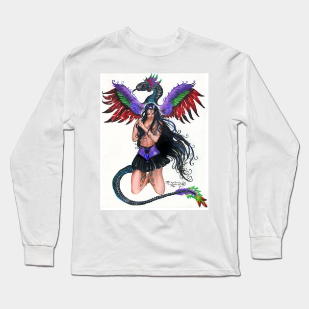 Girl with Dragon Long Sleeve T-Shirt by pegacorna